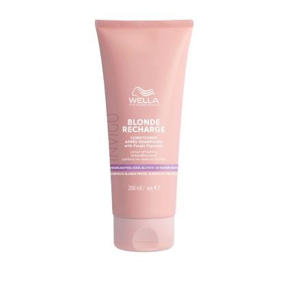 Balsam cu pigment violet pentru neutralizarea tonurilor de galben Wella Professionals Invigo Blonde Recharge,  200 ml