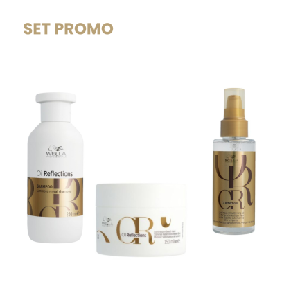 Set pentru par deteriorat Wella Professionals Oil Reflection ( Sampon 300 ml + Masca 150 ml + Ulei Luminous smoothening 100 ml)
