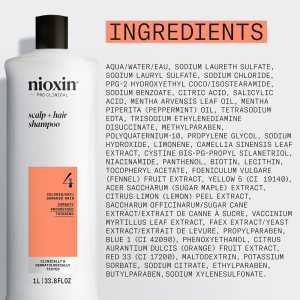 Sampon profesional fortifiant impotriva ruperii pentru par vopsit sau deteriorat afectat de subtiere avansata Nioxin System 4 Scalp + Hair Shampoo, 1 l