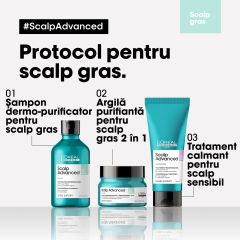 Argila 2 in 1 cu utilizari multiple pentru scalp gras L’Oreal Professionnel Scalp Advanced, 500 ml