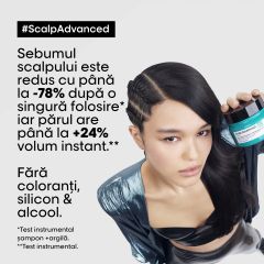 Argila 2 in 1 cu utilizari multiple pentru scalp gras L’Oreal Professionnel Scalp Advanced, 500 ml
