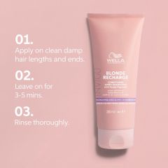 Balsam cu pigment violet pentru neutralizarea tonurilor de galben Wella Professionals Invigo Blonde Recharge,  200 ml