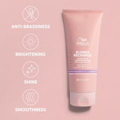 Balsam cu pigment violet pentru neutralizarea tonurilor de galben Wella Professionals Invigo Blonde Recharge,  200 ml
