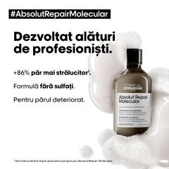Sampon pentru par deteriorat L’Oreal Professionnel Serie Expert Absolut Repair Molecular, 300 ml