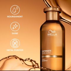 Sampon hidratant pentru par uscat si lipsit de stralucire cu Squalane & Omega 9 Wella Professionals Ultimate Smooth cu efect anti-electrizare, 250 ml