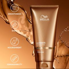 Balsam hidratant pentru par uscat si lipsit de stralucire cu Squalane & Omega 9 Wella Professionals Ultimate Smooth cu efect anti-electrizare, 200 ml