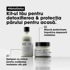 Set pentru par deteriorat L'Oréal Professionnel Serie Expert METAL DETOX (Sampon 300 ml + Masca 250 ml)