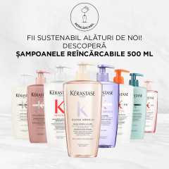 Sampon reincarcabil pentru par lung, predispus la electrizare Kérastase Gloss Absolu Bain Hydra-Glaze, 500 ml