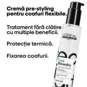 Crema profesionala 10-in-1 multi-beneficii L’Oreal Professionnel Tecni.Art Flex Blowdry, care fixeaza coafura, ofera protectie termica, efect anti-electrizare, fara siliconi, 190 ml