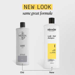 Sampon profesional fortifiant impotriva ruperii pentru par natural cu aspect usor subtiat Nioxin System 1 Scalp + Hair Shampoo, 1 l