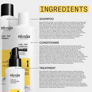 Set produse profesionale de par impotriva ruperii pentru par natural cu aspect usor subtiat Nioxin System 1 Scalp + Hair Kit, 150 ml + 150 ml + 50 ml