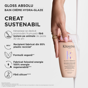 Sampon pentru par gros predispus la electrizare Kérastase Gloss Absolu Bain Crème Hydra-Glaze, 250 ml