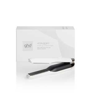 Placa de par profesionala fara fir cu tehnologie Hybrid Co-Lithium GHD Unplugged, White