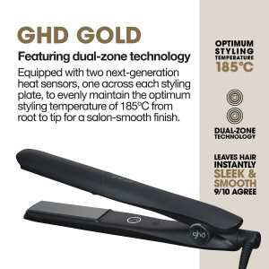 Placa de par profesionala cu tehnologia Dual-Zone GHD Gold, Black