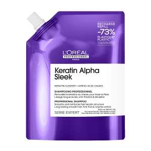 Rezerva sampon profesional pentru par matasos L’Oreal Professionnel Serie Expert Keratin Alpha Sleek, 500 ml