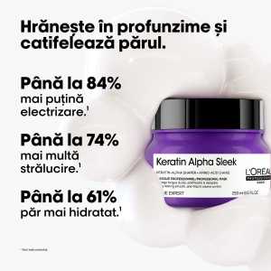 Masca profesionala pentru par matasos L’Oreal Professionnel Serie Expert Keratin Alpha Sleek, 250 ml