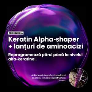 Masca profesionala pentru par matasos L’Oreal Professionnel Serie Expert Keratin Alpha Sleek, 250 ml