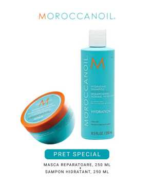 Set de par pentru hidratare si reparare Moroccanoil Hydration Duo Sampon+Masca Restorative 2x250 ml