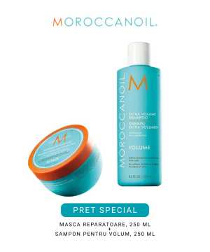Set de par pentru volum si reparare Moroccanoil Duo Sampon Extra Volume+Masca Restorative 2x250 ml